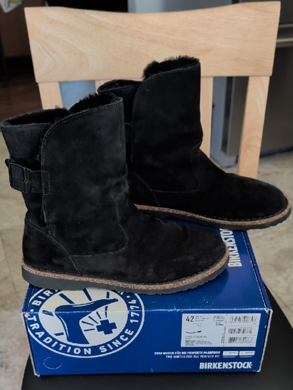 Birkenstock Upsalla Shearling Black (42) US Women's 11/Men's 9 EUC - Picture 10 of 12